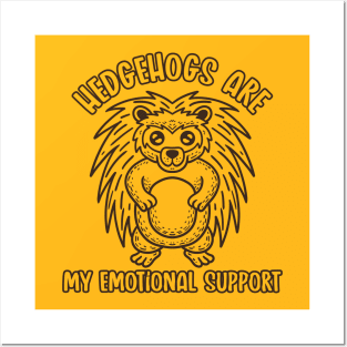 Emotional Support Hedgehog (Lineal) Posters and Art